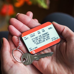 Personalised Keyring, Train Ticket, Keychain, Personalised Valentine's Gift, Valentine's Day, Anniversary Gift, Travel Quote, Love Quote image 2