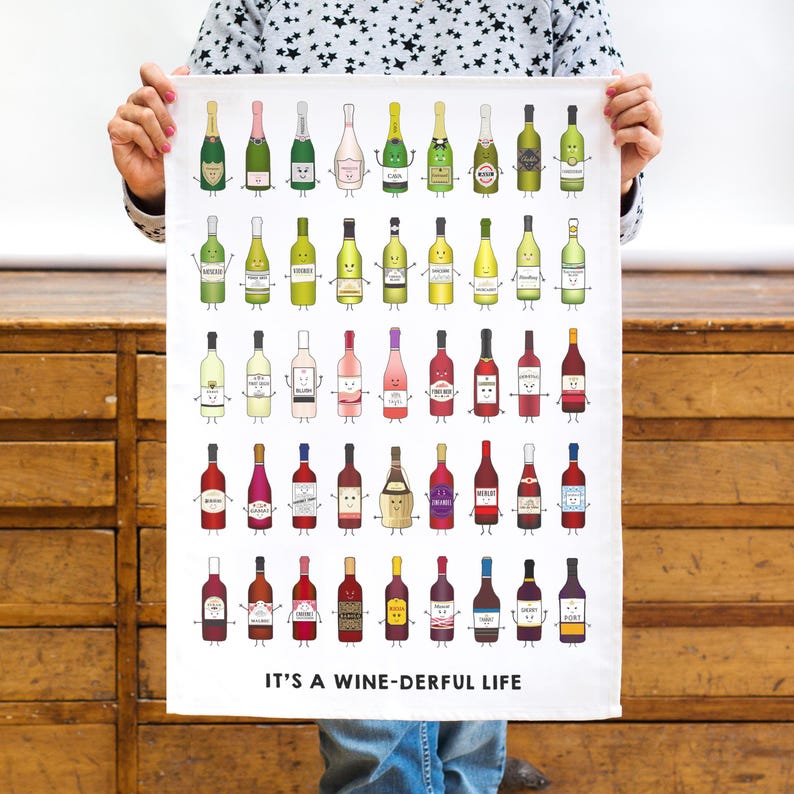 oflifeandlemons Wine Tea Towel - Thumbnail 2