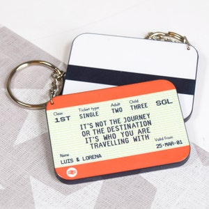 Personalised Keyring, Train Ticket, Keychain, Personalised Valentine's Gift, Valentine's Day, Anniversary Gift, Travel Quote, Love Quote image 5