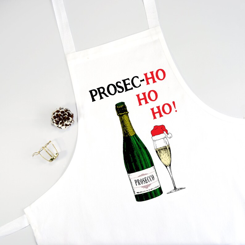 Prosec ho ho ho Christmas Apron, Prosecco Apron, Apron, Christmas Gift, Christmas Apron, Prosecco Gift, Stocking Filler, Xmas, Holiday Apron image 4