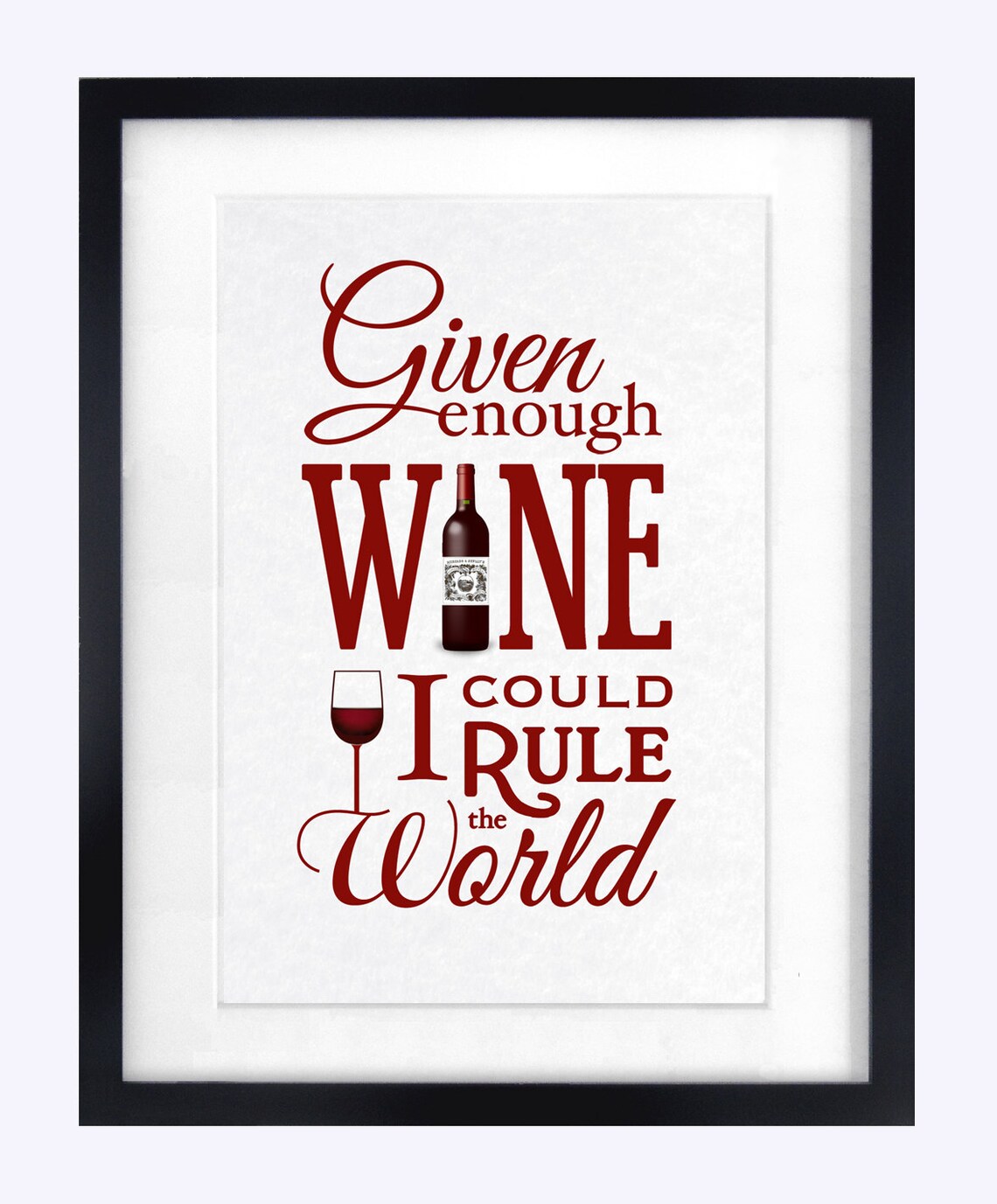 Wine Wall Art Wine Print Typographic Print Wine Decoration Etsy