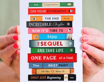 Personalised Literary Retirement Card for Book Lovers, New Chapter Custom Retirement Card