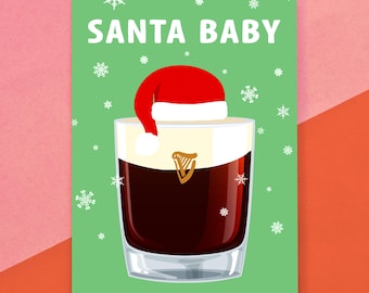 Funny Baby Guinness Christmas Card - Christmas Card for Guinness Lover - Shots Christmas Card