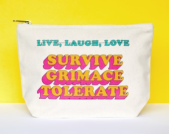 Funny Cosmetic Bag, Anti Cliche, Live Laugh Love, Funny Make Up Bag, Funny Gift for Friend, Funny Best Friend Gift