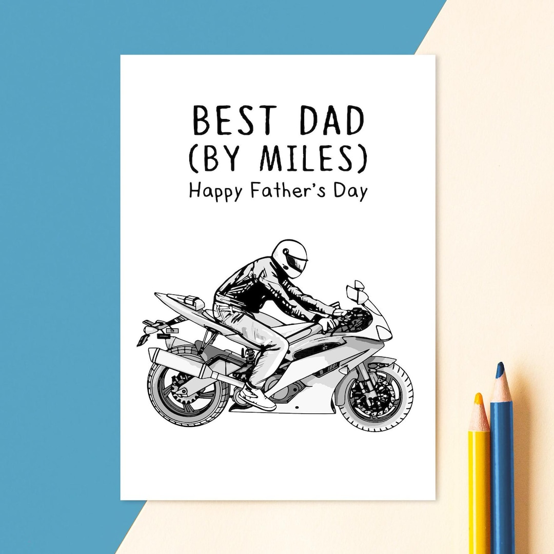 Tarjeta del día del padre con moto, tarjeta de moto para papá