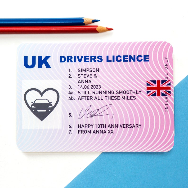 Personalised Driving Licence Anniversary Card, Custom Anniversary Card, Personalised Anniversary Card, Personalised Drivers Licence Card image 2