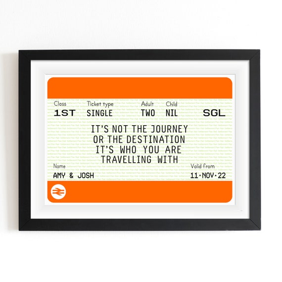 Personalised Train Ticket Print Personalised Wedding Gift 