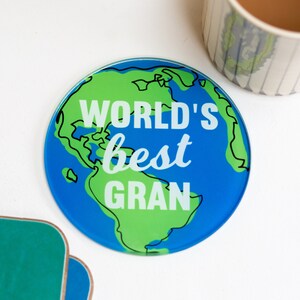 Coaster Gift for Gran, &#39;World&#39;s Best Gran&#39; Coaster, Mother&#39;s Day Gift, Gran Birthday Gift, Best Gran Gift, Gift for Grandma, Gift for Nan