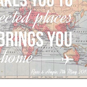 World Map Poster, World Map Print, Love Quote, Map of the World, Wedding Gift, Travel, Leaving Gift, Wanderlust, Home Quote, Map, Lifelemons image 5