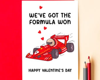 Formula 1 Valentine's Day Card, Valentine's Card for Husband / Boyfriend, Motor Racing Valentine's Card, Sport Valentine's Card