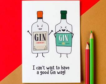Funny Gin Friendship Card, Card for Friend, Best Friend Card, Friend Birthday Card, Miss You Card, Gin Card For Friend