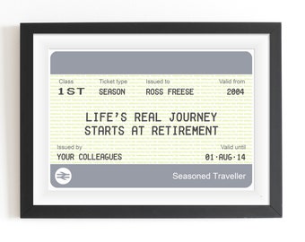 Personalized Retirement Gift, Personalised Train Ticket, Retirement Gift, Retirement Quote, Retirement Gift for Man, Retirement Print, Gift