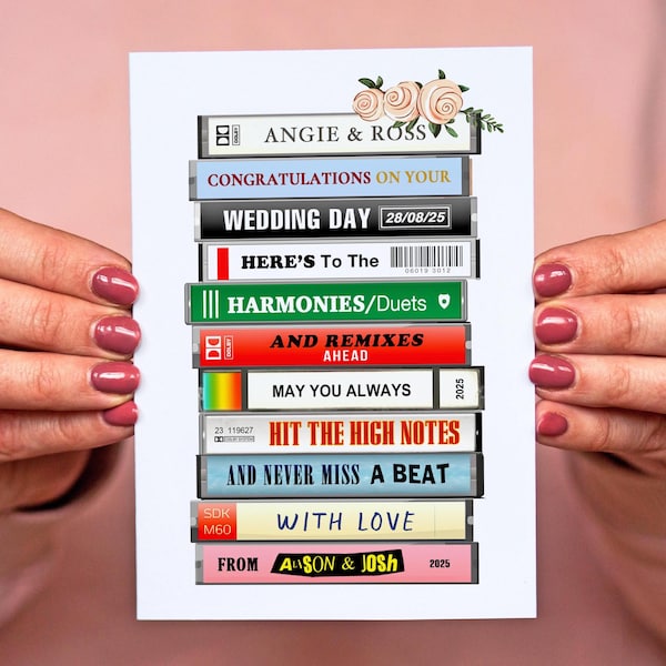 Personalised Music Wedding Card, Custom Wedding Card For Music Lovers, Personalised Wedding Card, Personalised Bride and Groom Card