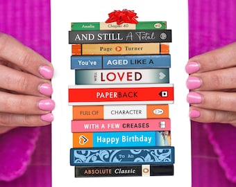 Personalised Birthday Card For Book Lovers, Funny Book Themed Custom Birthday Card, Personalised Literary Birthday Card