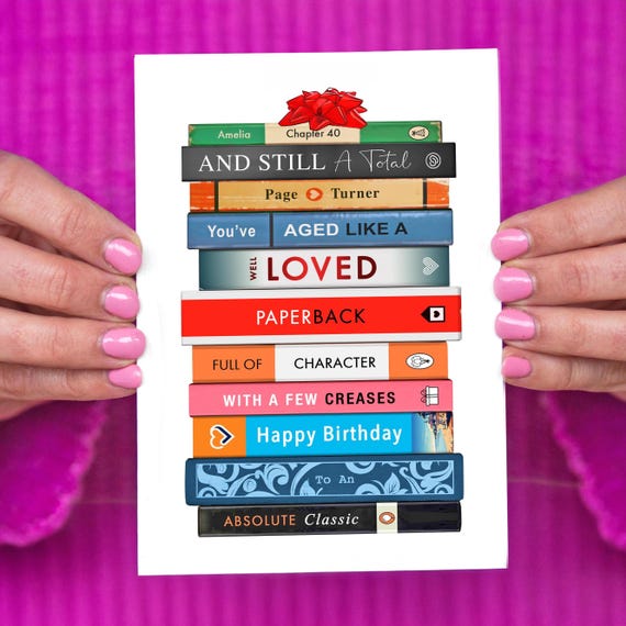 Personalised Birthday Card For Book Lovers, Funny Book Themed Custom Birthday Card, Personalised Literary Birthday Card