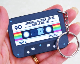 Personalised Cassette Tape Keyring, Personalised Keychain, Anniversary Gift, Boyfriend Gift, Husband Gift, Couple Gift, Music Gift, Cassette