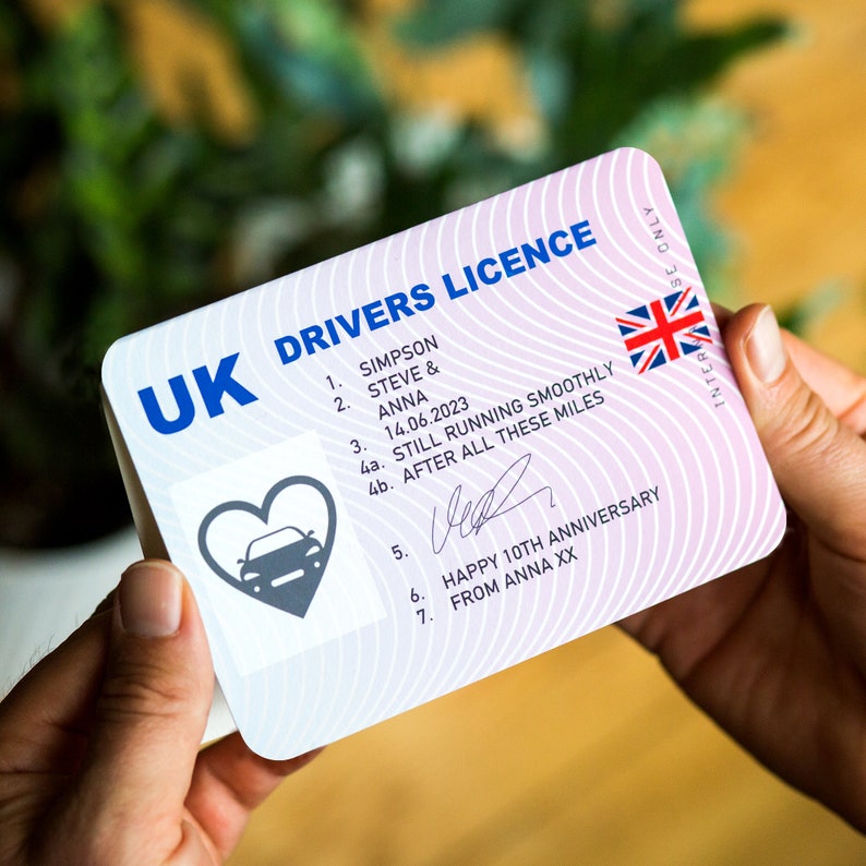Personalised Driving Licence Anniversary Card, Custom Anniversary Card, Personalised Anniversary Card, Personalised Drivers Licence Card image 3