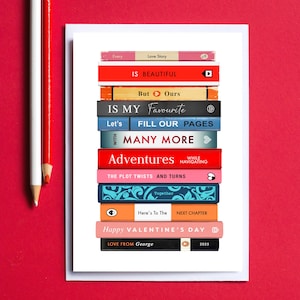 Personalised Books Valentine's Card, Custom Valentine's Day Card, Book Lover Valentine's Card, Literary Valentine's Day Card