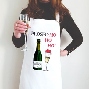 Prosec ho ho ho Christmas Apron, Prosecco Apron, Apron, Christmas Gift, Christmas Apron, Prosecco Gift, Stocking Filler, Xmas, Holiday Apron image 2