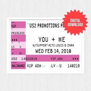 DIGITAL DOWNLOAD Personalised Concert Ticket Print, Custom Concert Ticket, Print At Home Ticket, Printable Ticket, Custom Gig Ticket