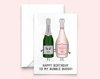 Prosecco Birthday Card, Friendship Birthday Card, Birthday Card, Prosecco Birthday, Best Friend Card, Card for Friend, Prosecco Lover