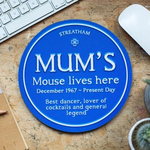 Blue Paque Mouse Mat for Mum, Personalised Mouse Mat, Gift for Mum, Personalised Mouse Pad, Home Office Gift, Personalised Mother's Day Gift