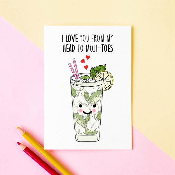 Mojito Valentine's Card, Birthday Card, Mojito, Cocktail, Anniversary Card, Boyfriend, Girlfriend, Valentines Day, Funny Valentines Card