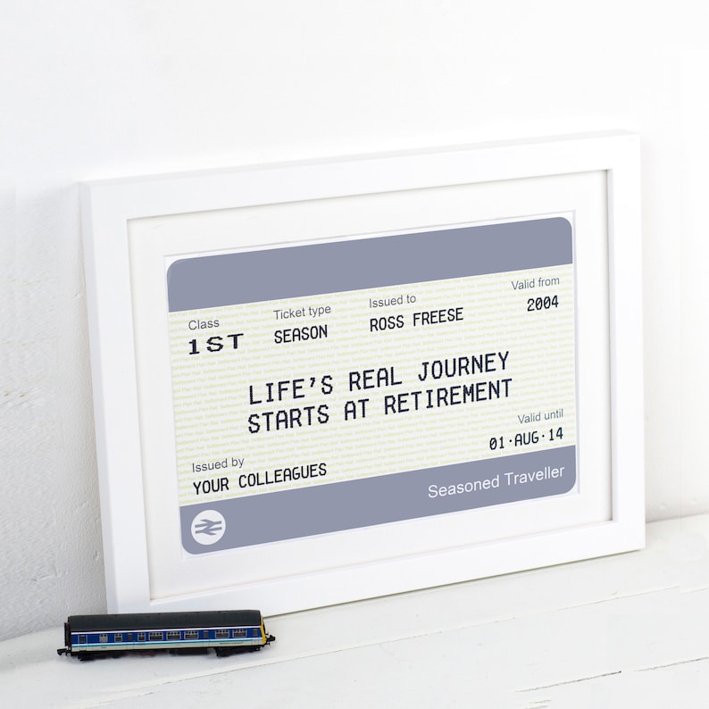 Personalized Retirement Gift, Personalised Train Ticket, Retirement Gift, Retirement Quote, Retirement Gift for Man, Retirement Print, Gift image 2
