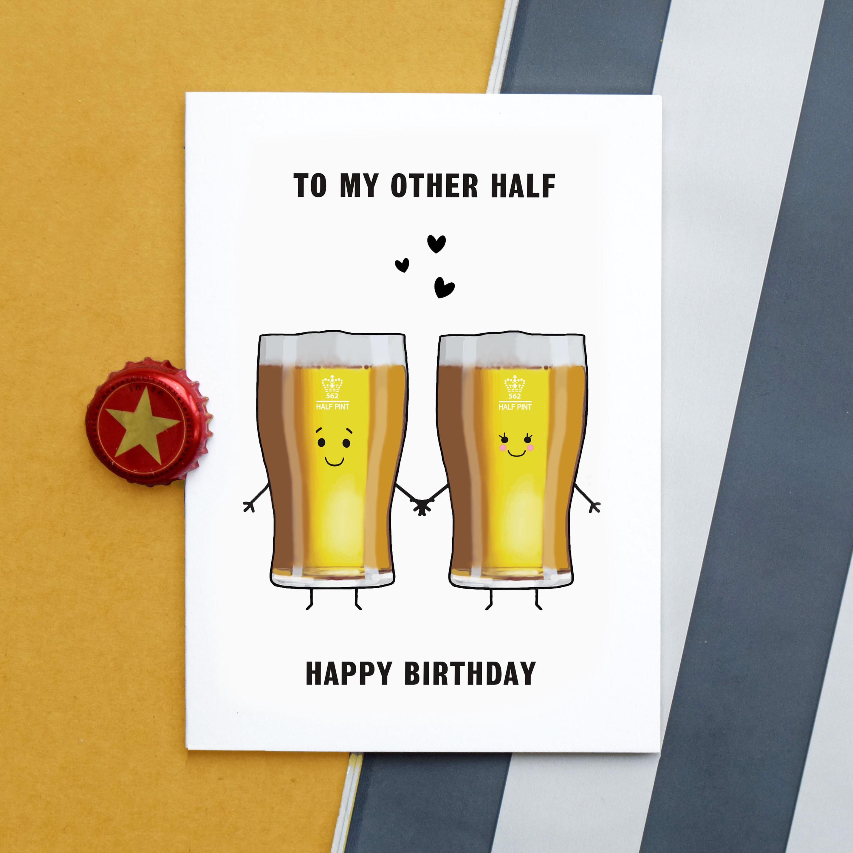KE Biglietto Di Auguri Divertente – Happy Biersday, Con Bicchiere Di Birra, Formato B6 Con Busta, Made In Germany, Effetto Mica