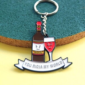 Funny Wine Keyring For Partner, Wine Lover Gift, Wine Anniversary Gift, Wine Keychain Gift For Partner,  Wine Bag Charm