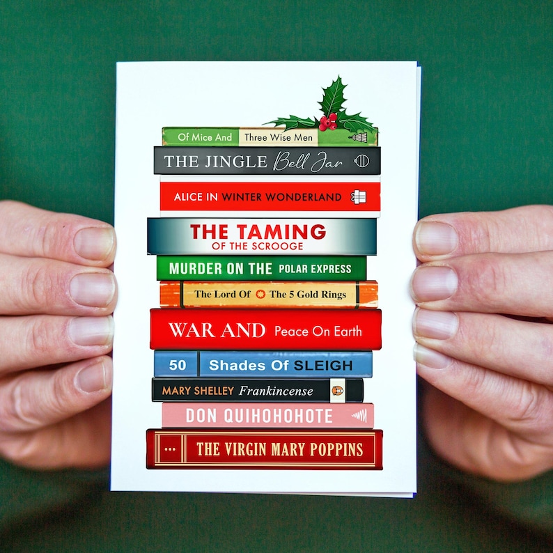 Funny Book Themed Christmas Card, Literary Puns Christmas Card, Bookish Holiday Card image 2