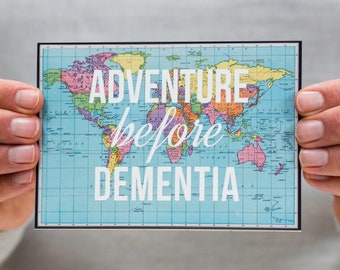 Adventure Before Dementia, World Map Birthday Card, World Map Retirement Card, Funny Birthday Card, Travel Birthday Card, Funny Retirement