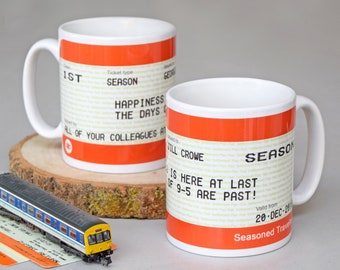 Personalised Train Ticket Retirement Mug, Personalised Retirement Gift, Train Ticket Mug, Retirement Quote, Personalised Mug, Retirement Mug