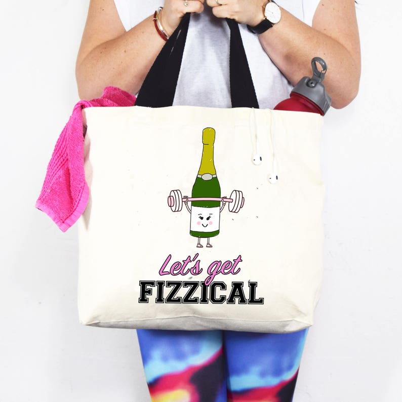 Womens Gym Bag Shopper Reusable Shopping Bag Prosecco Gym Bag Tote Bag Womens Bag Prosecco Gift Prosecco Gym Gift Prosecco Bag