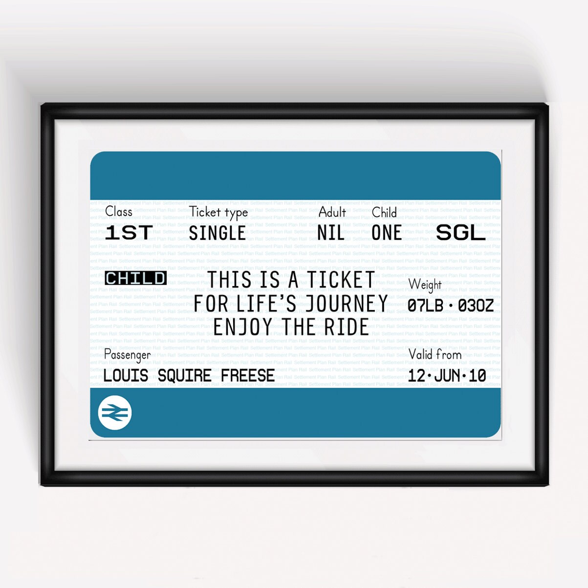 Personalised Train Ticket Print Personalised Wedding Gift 