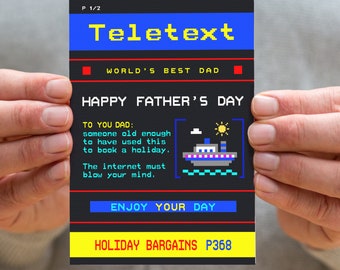 Funny Teletext Father's Day Card, Funny Father's day Card, Rude Father's Day Card, Funny Card for Dad
