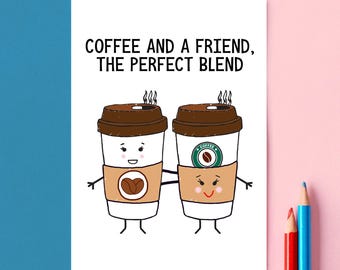 Tarjeta "Café y un amigo", tarjeta con temática de café para un amigo.