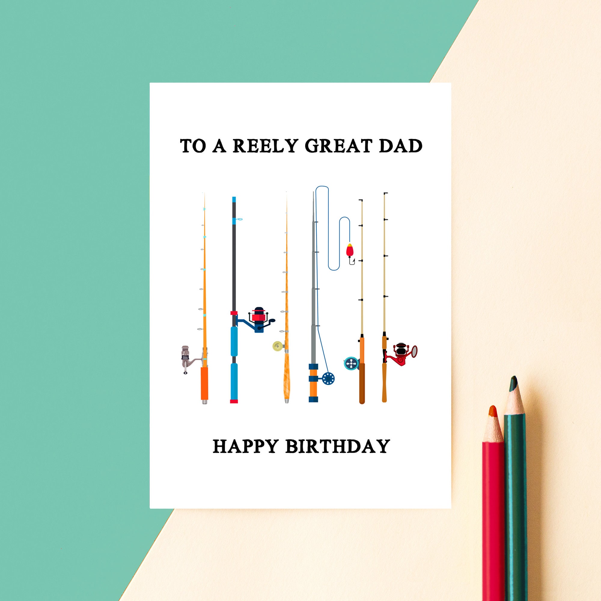 Fishing Birthday Card for Dad, Funny Birthday Card, Card for Dad ...