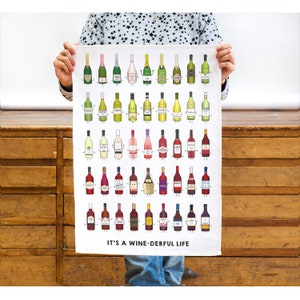 Wine Collection Tea Towel, Wine Gift, Wine Pun, Kitchen Towel, Wine Montage, Wine Collection, Wine Lover Gift, Wine Illustration, Wine Decor