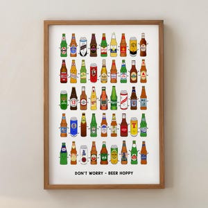 Illustrated Beer Poster, Beer Print, Beer Wall Art, Beer Gift, Beer Poster, Beer Lover Gift, Beer, Beer Illustration, Beer Decor, Beer Sign