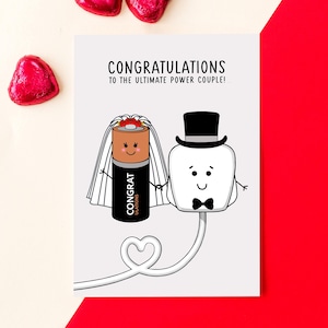 Funny Wedding Card, Card for Bride & Groom, Funny Wedding Day Card, Power Couple, Congratulations Card, Illustrated Wedding Card for Couple