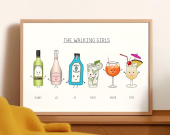 Personalised Friends as Favourite Drinks Print, Custom Alcohol Print, Personalised Friendship Print