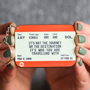 Personalised Train Ticket Keyring Gift For Partner, Custom Train Ticket, Personalised Keychain For Husband | Boyfriend | Girlfriend | Wife