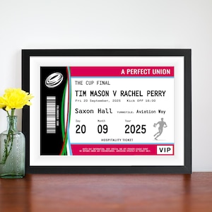 Personalised Rugby Ticket Wedding Print, Personalised Rugby Print For Bride & Groom, Personalised Rugby Wedding Gift