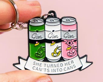Funny Gin Keyring, Gin Keychain, Gin Gift for Friend, Gin Bag Charm, Gin Themed Best Friend Gift, Funny Gift For Friend