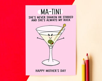 Funny Cocktail Mother's Day Card, Martini Mother's Day Card, Funny Pun Mother's Day Card