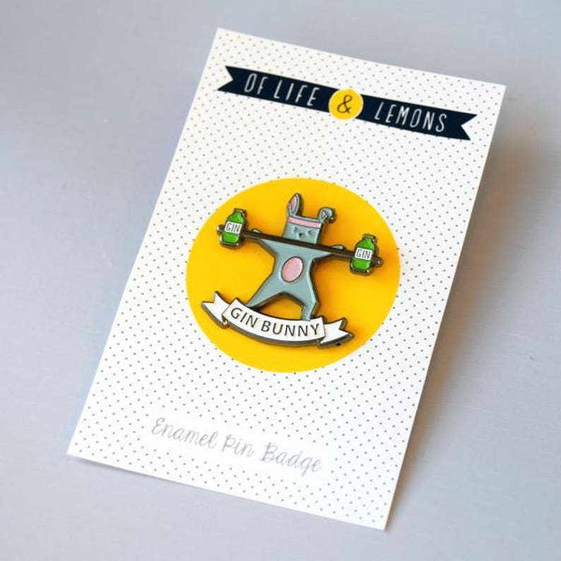 Gin Bunny Enamel Pin Badge Gin Pin Gin not Gym Gift for Friend Enamel Pin Gin Brooch Gin Badge Enamel Badge Gin Gift Gym /& Tonic