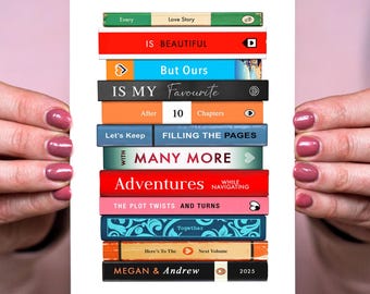 Personalised Books Anniversary Card, Custom Anniversary Card For Book Lovers, Literary Personalised Anniversary Card