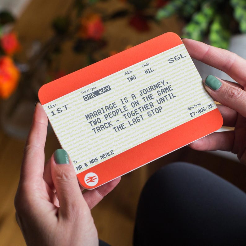 Personalised Train Ticket Wedding Card, Train Ticket, Wedding Card, Personalised Wedding Card, Personalised Ticket, Bride and Groom Card immagine 2
