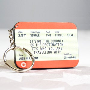 Personalised Keyring, Train Ticket, Keychain, Personalised Valentine's Gift, Valentine's Day, Anniversary Gift, Travel Quote, Love Quote image 3